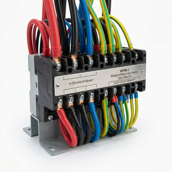 WPDB 3 Bloque trifásico con neutro 1×35+4×6+6x16mm² 1X35+2X16+5X6mm² 125A 690VCA