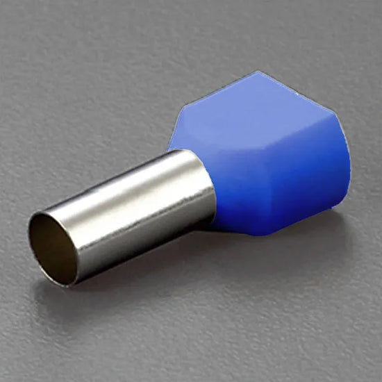 Terminal doble tipo ferrul aislada 2.5mm² 14AWG 100pz Azul