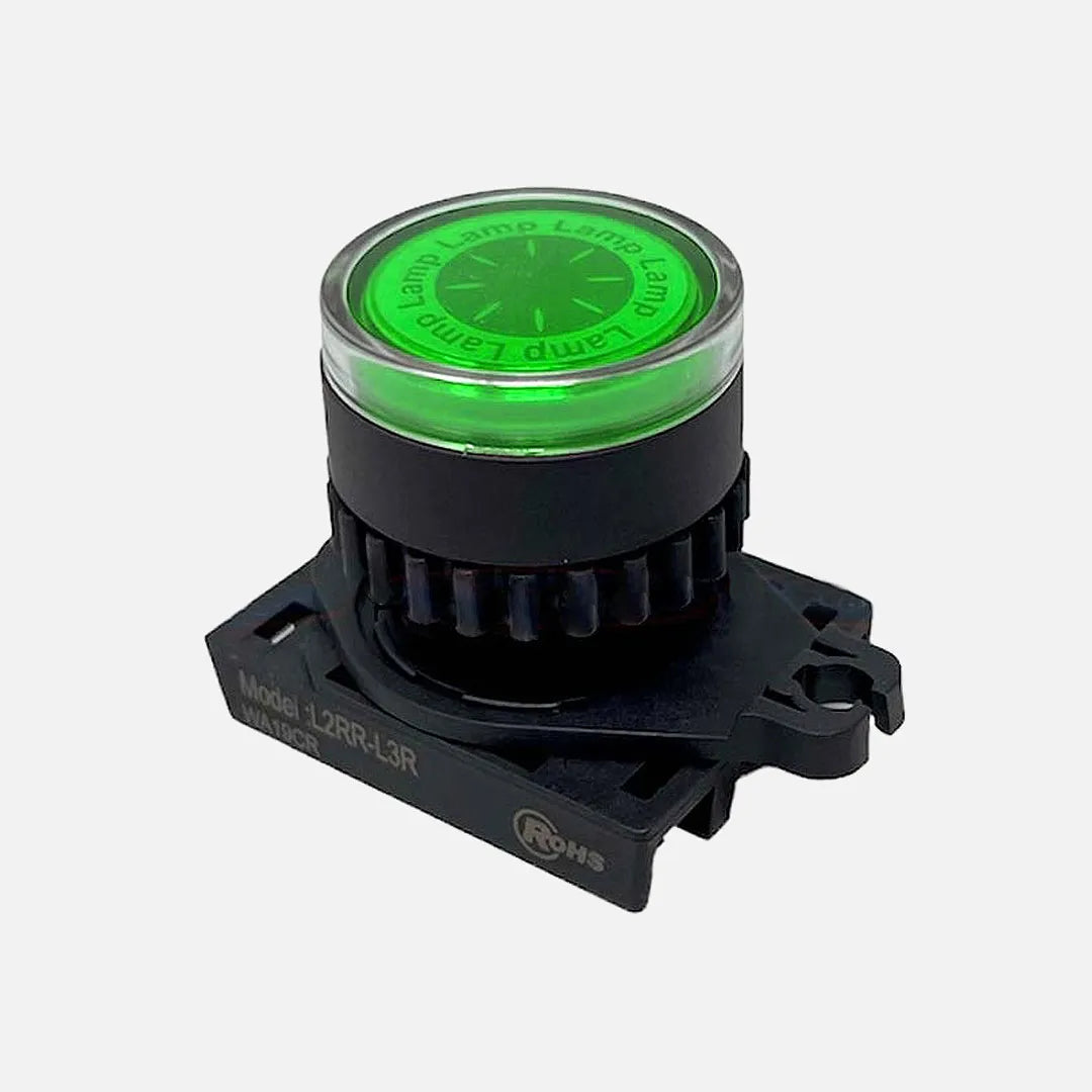 L2RR-L3G Cabezal de luz piloto tipo saliente redondo plano 22mm verde