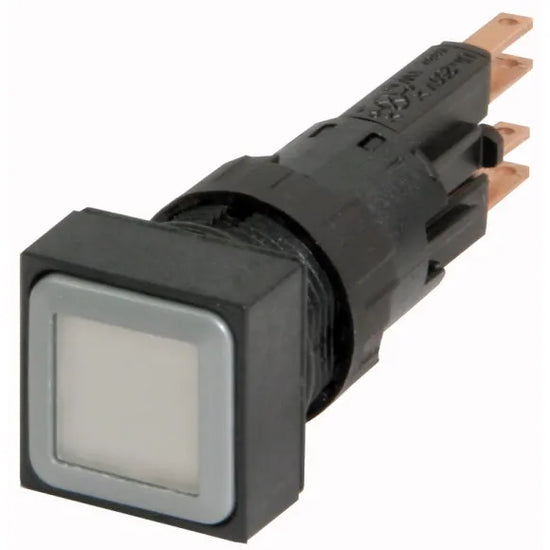 Q18LT-WS/WB Botón cuadrado 18X18mm iluminado C/foco 16mm Momentáneo Blanco