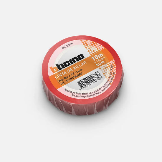 CINTA DE AISLAR BTICINO 19MM ROJO 10MTS