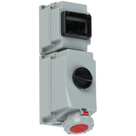 3882 Base mural/enc. 3P+T 6H 63A 400V IP67 Rojo