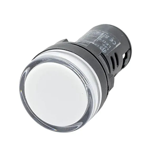 EBCHQ Indicador luminoso plano 22mm tipo luz piloto LED 130VAC Blanco