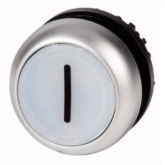 M22-DL-W-X1 Botón pulsador iluminado Plano B/plata 22mm Momentáneo -I- Blanco