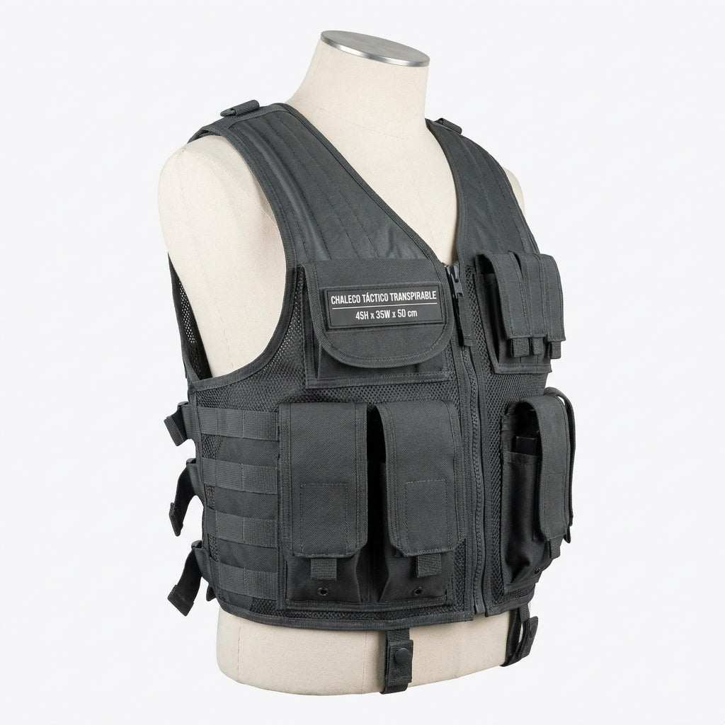 Chaleco tactico transpirable  45Hx35Wx5Dcm tela Oxford 1000D