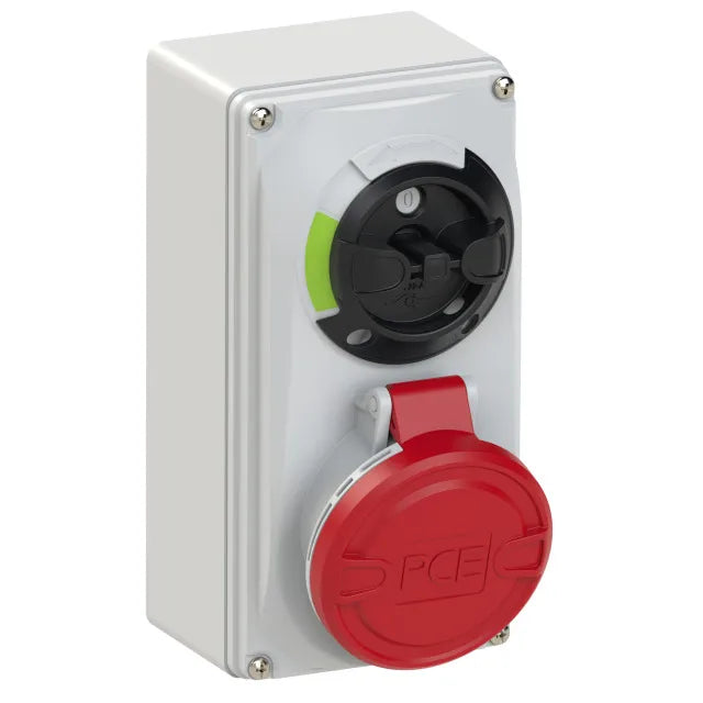 3363 Base mural/enc. 3P+N+T 6H 16A 400V IP44 Rojo