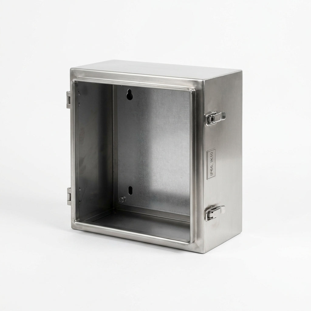 Gabinete c/platina de montaje 200mmHX200mmWX150mmD Acero inox. SS304 IP66, IK10