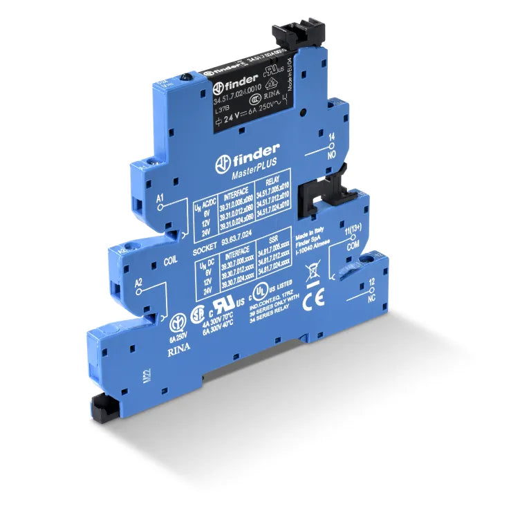 Interfaz modular con relé MasterPLUS EMR 6.2mm 24VCA/CD 1CO 1NA1NC AgNi 6A 250V