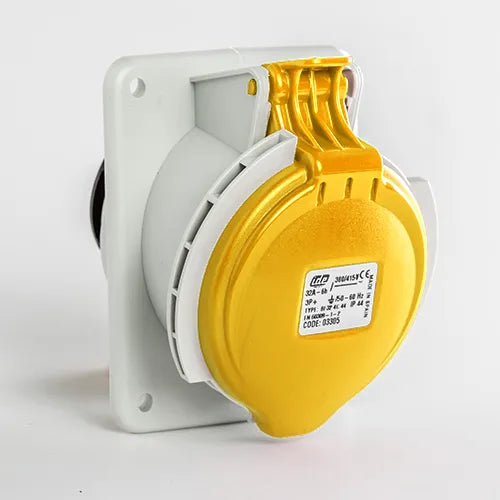 Base empotrar inclinada 32A 3P+T 120VCA 4h Amarillo IP44