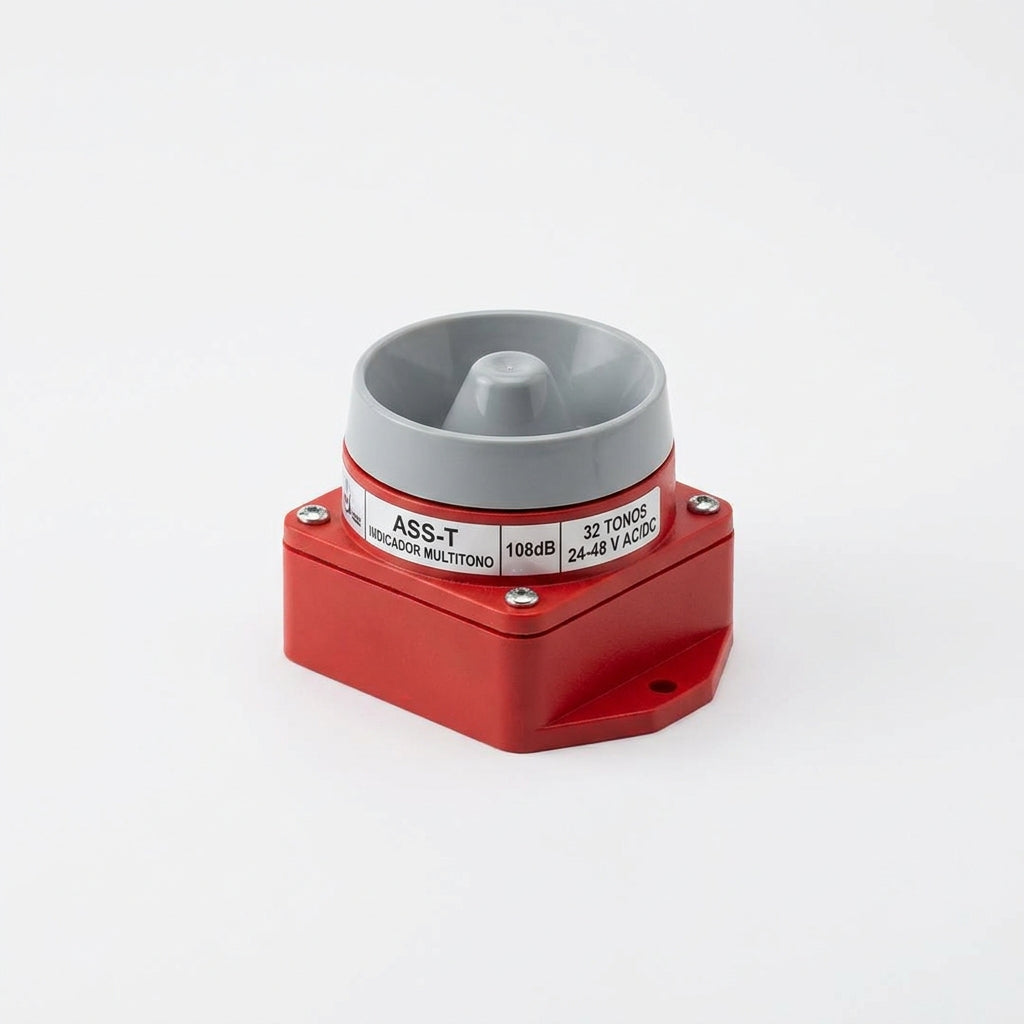 ASS-T Indicador multitono de 32 tonos 108dB base roja 24-48 V AC/DC