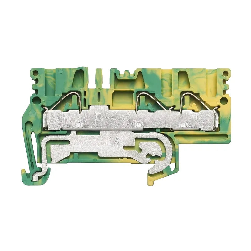 PPE 2.5/4/3AN Clema para tierra 3 conexiones 2.5mm² 20-12AWG 800VCA Verde/Amaril
