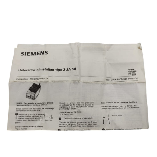 Siemens 3UA50 00-0JY relé de sobrecarga