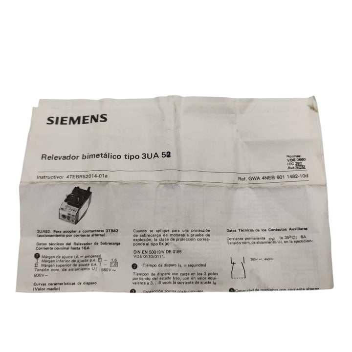 Siemens 3UA50 00-0JY relé de sobrecarga