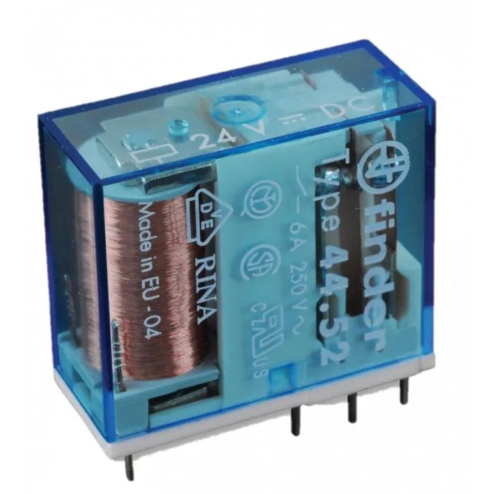 Relevador para circuito impreso 8 pines 24VCD 2CO 2NA2NC AgNi 6A 250V