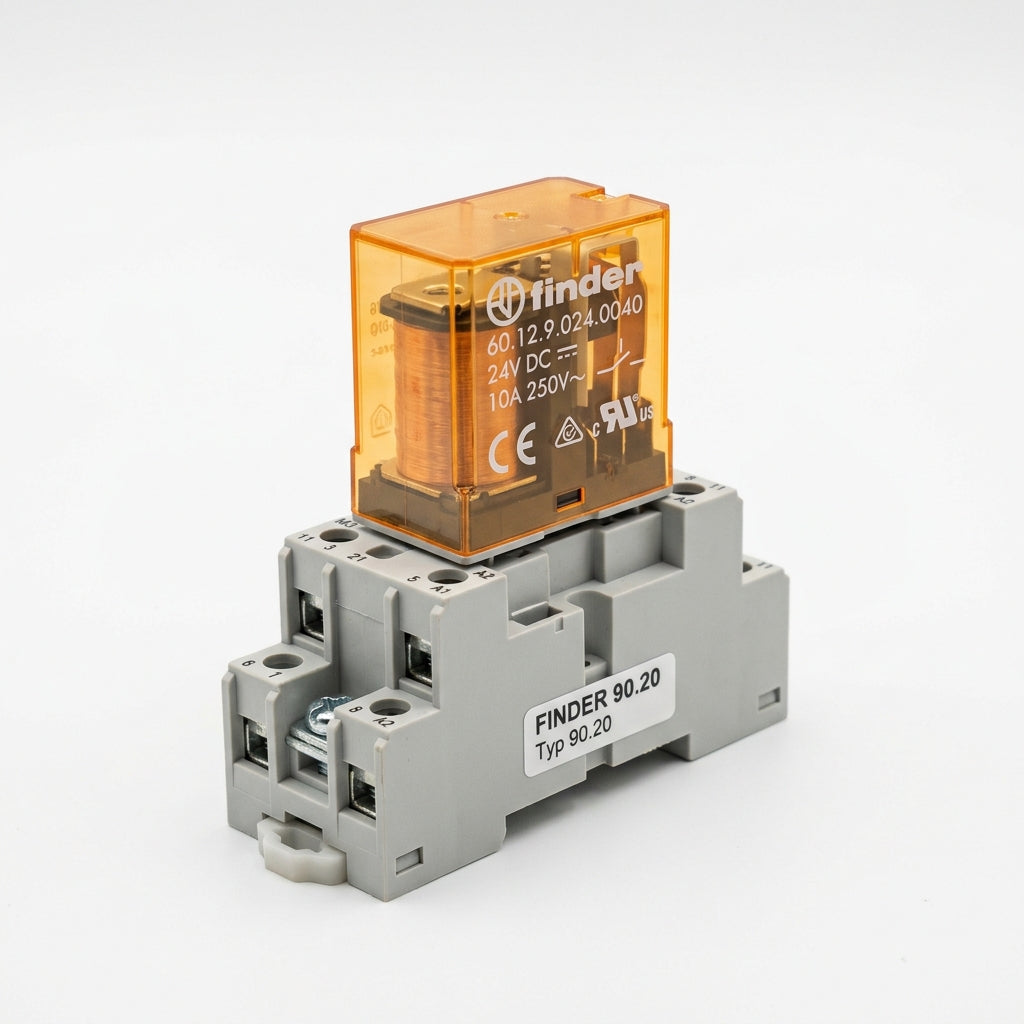 Finder 60.12.9.024.0040 Con Base 90.20 relé electromecánico