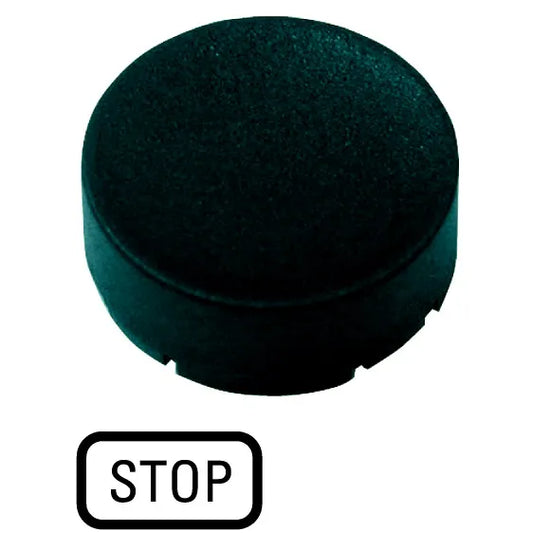 M22-XDH-S-GB0 RMQ-Titan Placa para Botón Diseño-Saliente color Negro -STOP-