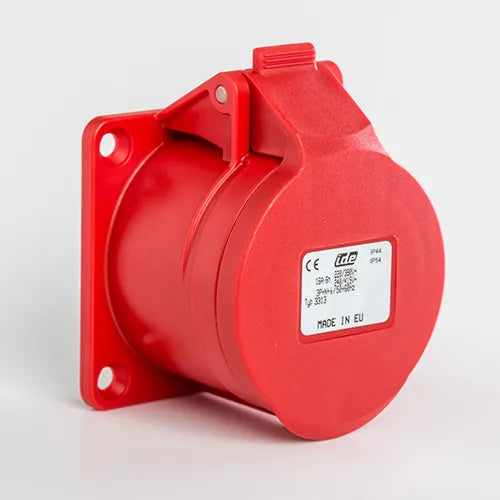 Base empotrar recta 16A 3P+N+T 220/400VCA 6h Rojo IP44