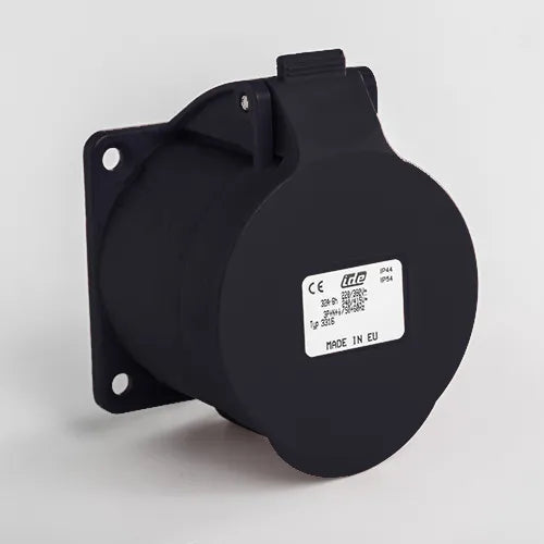 Base empotrar recta 32A 3P+N+T 500VCA 7h Negro IP44