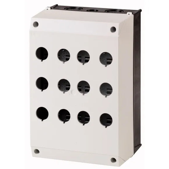 M22-I12 Caja Botónera 12 orificios 240HX160WX125Dmm color Gris