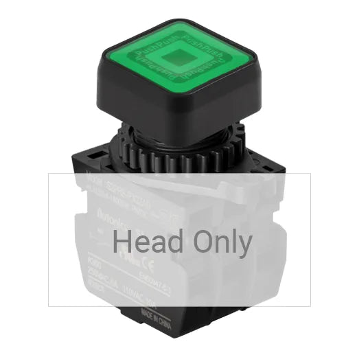 S2PRS-P3G Botón pulsador cuadrado iluminado saliente 22mm momentáneo verde