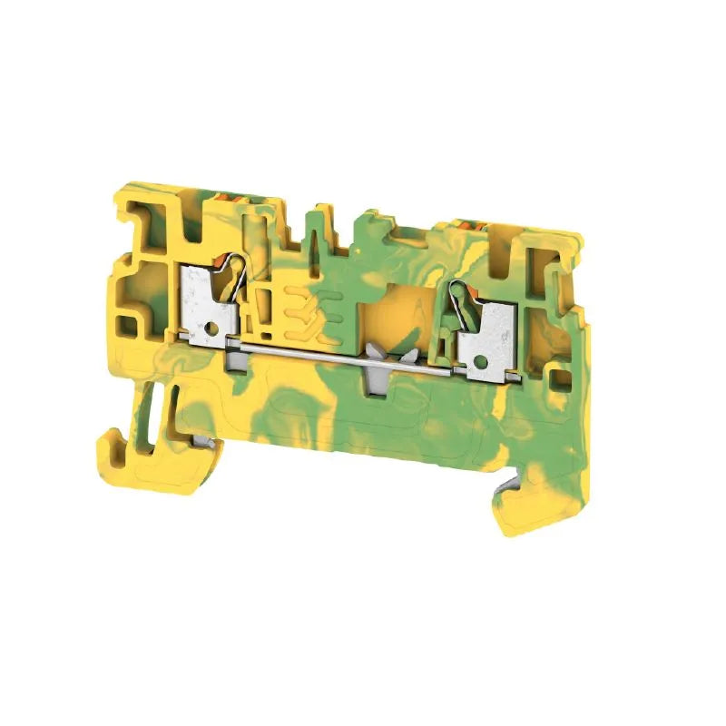 A2C 1.5 PE Clema para tierra 2 conexiones 1.5mm² 26-14AWG 500VCA Verde/Amarillo