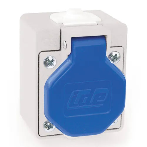 Base mural tipo schuko 16A 2P+T 250VCA Azul IP44