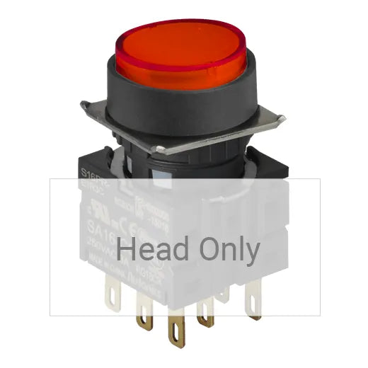 S16PR-E2R Botón pulsador redondo saliente 16mm mantenido rojo