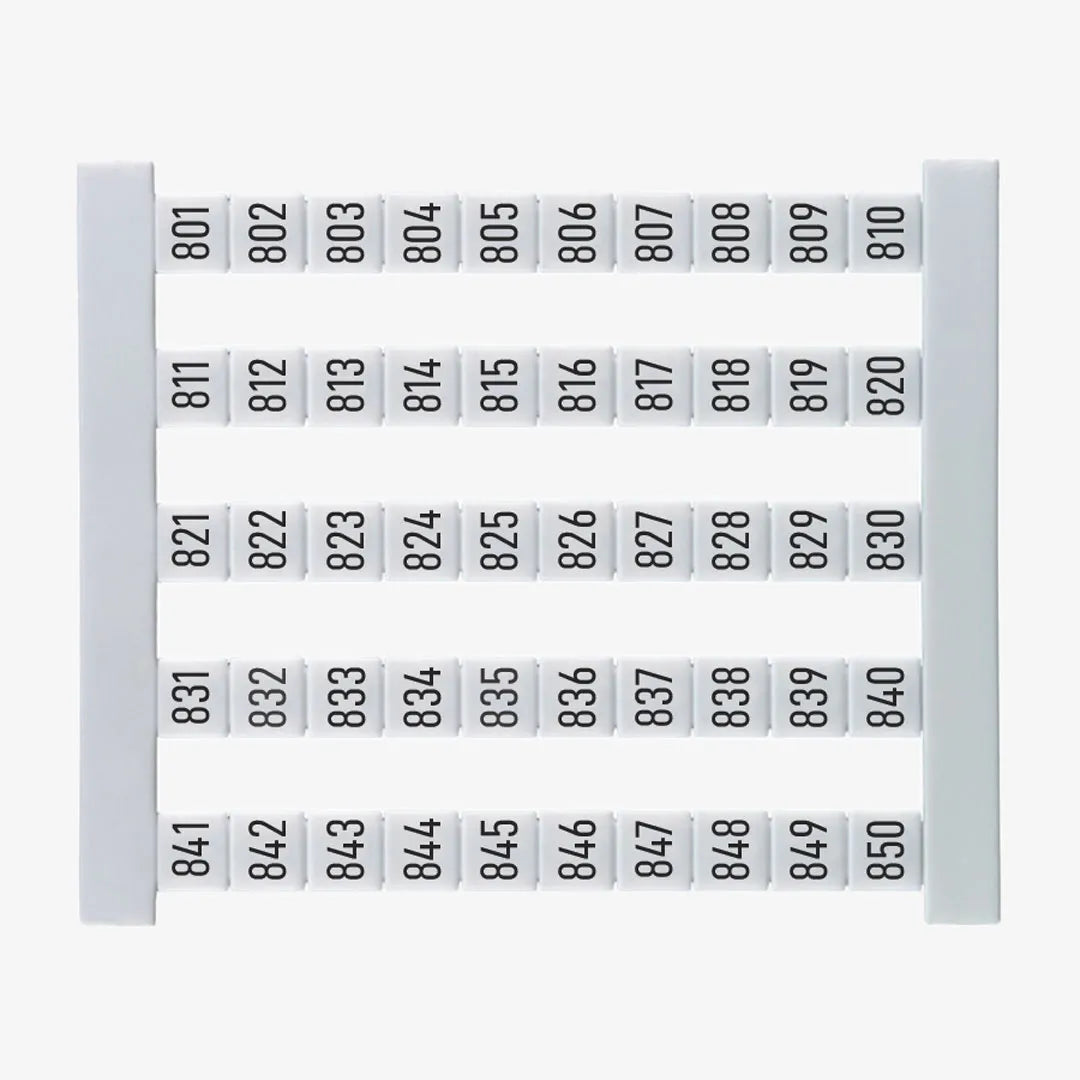 DEK 5 FS 801-850 Etiquetas para clema 5Hx5Wmm 801-850 Vertical 50Pz