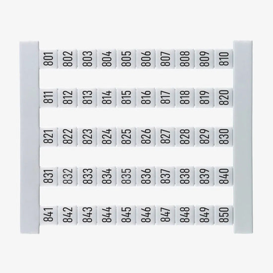 DEK 5 FS 801-850 Etiquetas para clema 5Hx5Wmm 801-850 Vertical 50Pz