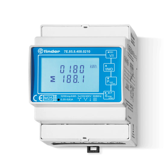 Medidor energía trifásico Modbus 1A 3×230/400VAC carril DIN IP50