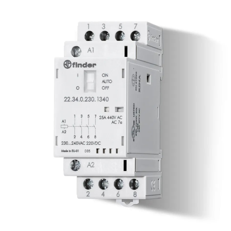 Contactor modular 12VCA/CD 2NA+1NC AgSn02 25A 250/440VCA IP20