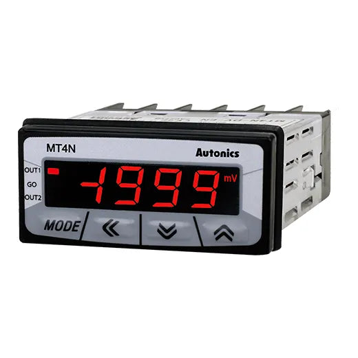 MT4N-DV-43 Voltímetro DC de panel 48WX24Hmm 100-240VCA Relay + transm 4-20mA