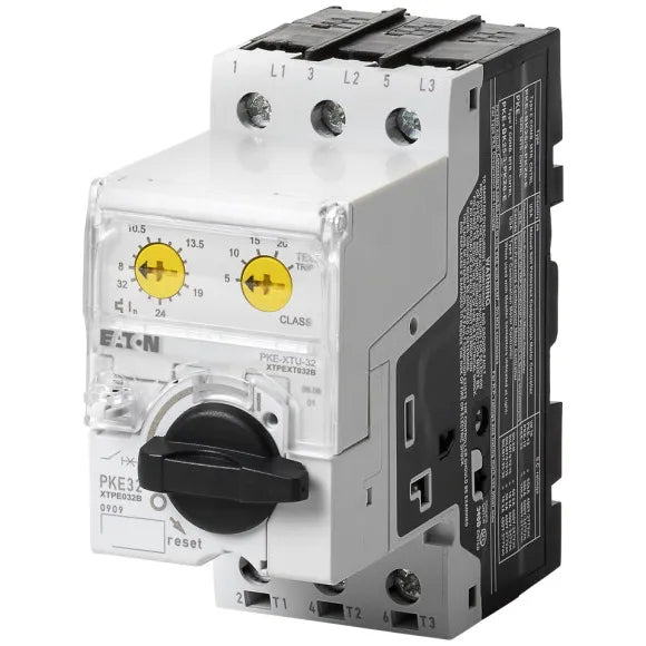 PKE32/XTU-32 Guardamotor electrónico completo diseño de maneta Rango 8-32A IP20.