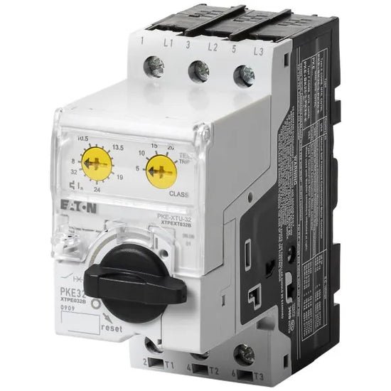 PKE32/XTU-32 Guardamotor electrónico completo diseño de maneta Rango 8-32A IP20.
