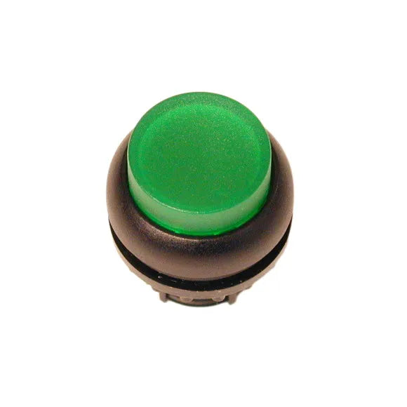 M22S-DLH-G Botón pulsador iluminado Saliente B/negro 22mm Momentáneo Verde