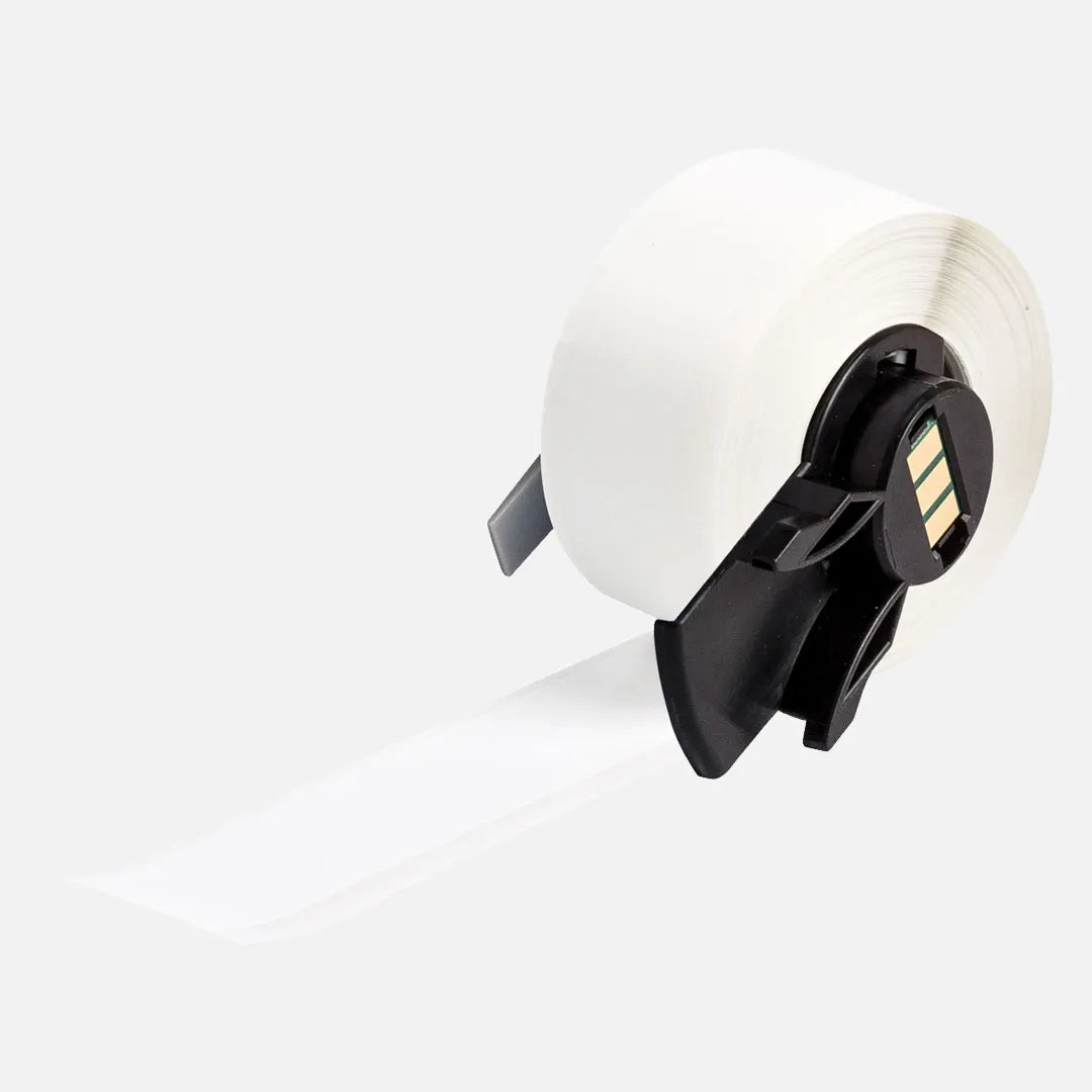 Etiqueta continua de vinilo 1W in x 50L ft Negro en Blanco