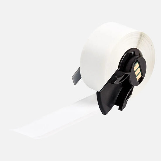 Etiqueta continua de vinilo 1W in x 50L ft Negro en Blanco