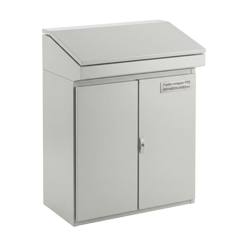 Pupitre compacto de chapa de acero 985Hx600Wx400Dmm 2 Puertas IP55 RAL7035