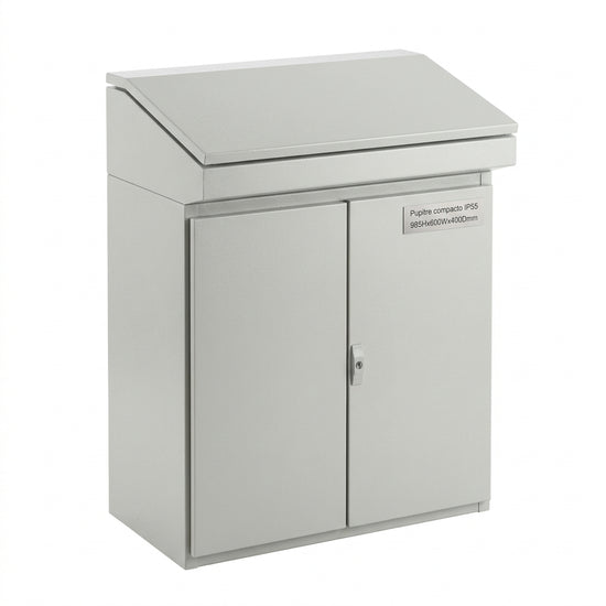 Pupitre compacto de chapa de acero 985Hx600Wx400Dmm 2 Puertas IP55 RAL7035