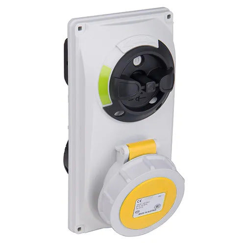 Base emportrar enclavamiento 16A 2P+T 120VCA 4h Amarillo IP66-IP67