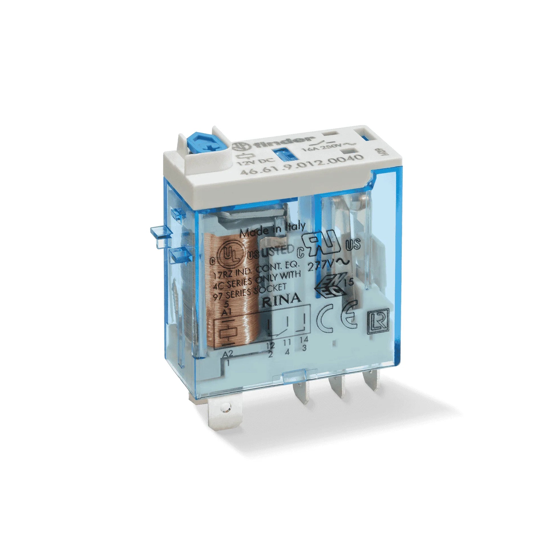 Relevador tipo industrial 5 pines 125VCD 1CO 1NA1NC AgNi 16A 250V