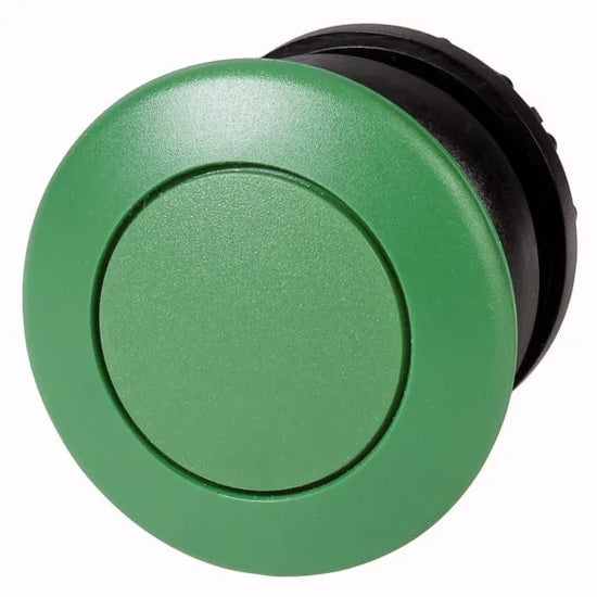 M22S-DP-G Botón Hongo Bisel negro 22mm Momentáneo Placa/Verde Cabezal/Verde