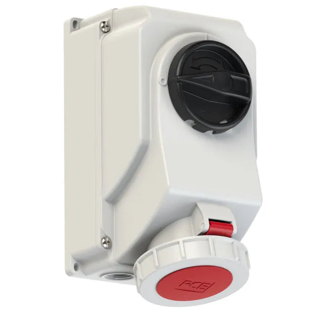 3836 Base mural 3P+N+T 6H 32A 400V IP67 Rojo