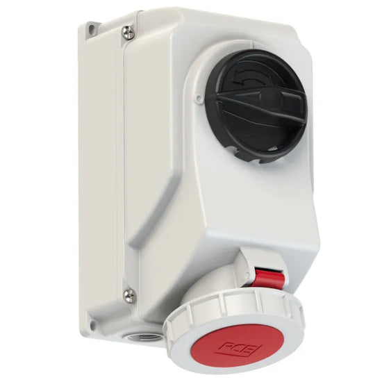 3836 Base mural 3P+N+T 6H 32A 400V IP67 Rojo