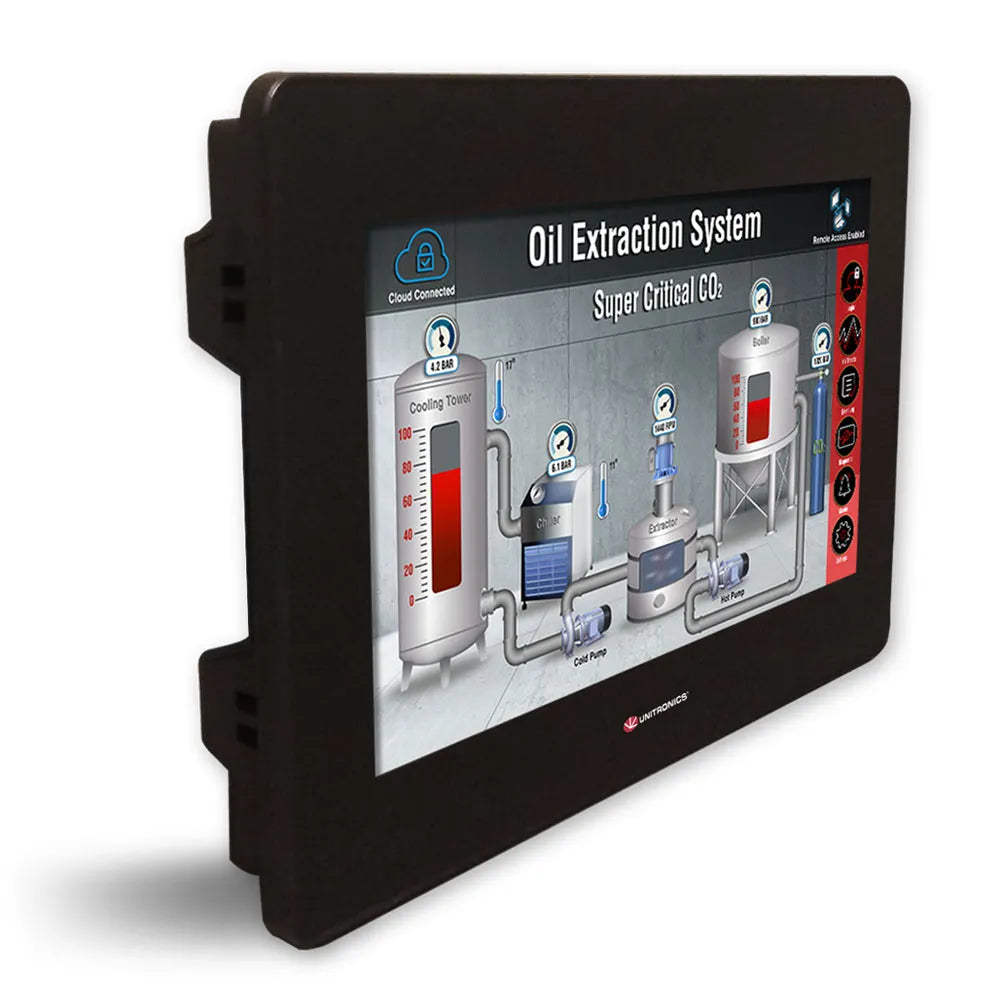 Pro HMI+PLC 10” LCD TFT Color 800x480px 14DI (2xHSC), 2AI, 2PT100/TC 8DO (Relé),