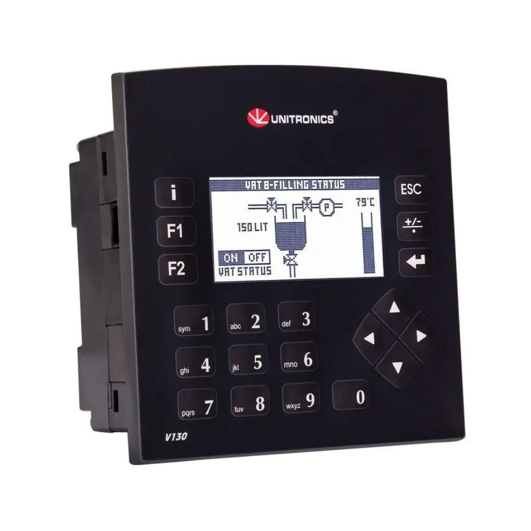 PLC+HMI 2.4” LCD STN 128x64px 10DI (3xHSC), 2D/AI 12DO (7xPWM)