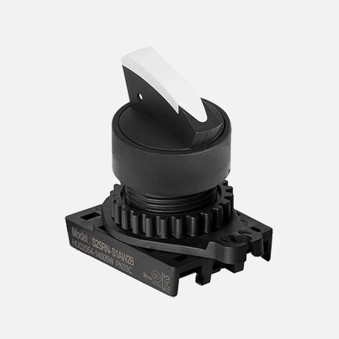 S2SR-S8W Selector tipo maneta larga 3 posiciones 22mm mantenido blanco 2NA