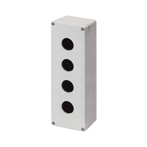 Caja botonera de aluminio M4 4 orificios Ø30  92Hx265Wx70Dmm Gris RAL7035