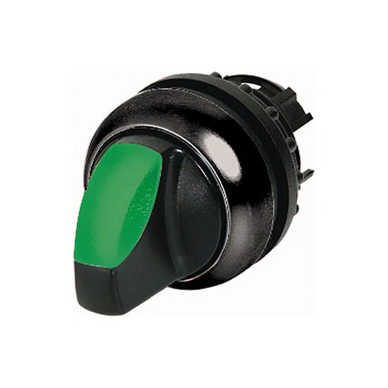 M22S-WLK3-G Selector T/Palanca iluminado 3 pos B/negro 22mm Momentáneo Verde