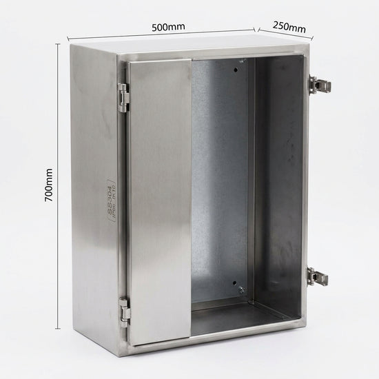 Gabinete c/platina de montaje 700mmHX500mmWX250mmD Acero inox. SS304 IP66, IK10